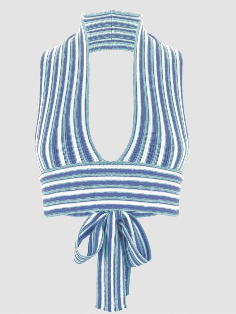 O. Vianca size medium halter top in blue stripes